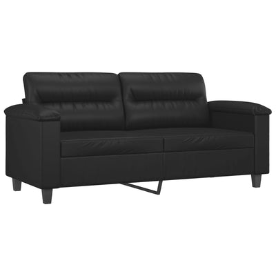 2-personers sofa med pyntepuder 140 cm kunstlæder sort