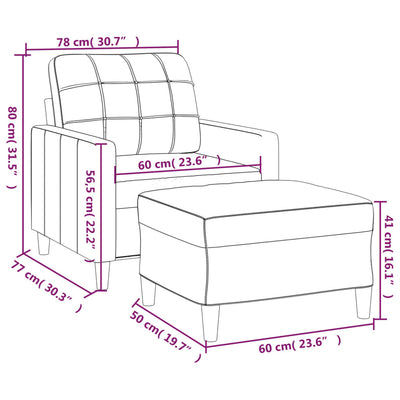 sofastol med fodskammel 60 cm stof Lysegul