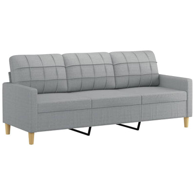 3-personers sofa med fodskammel 180 cm stof Lysegrå