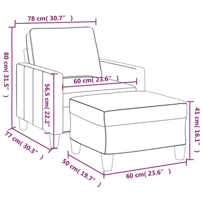 sofastol med fodskammel 60 cm stof Lysegul