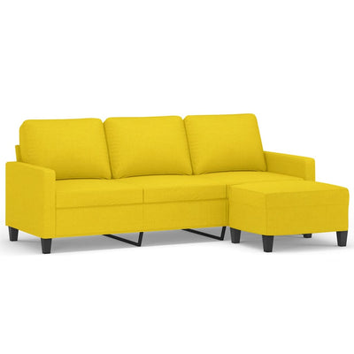 3-personers sofa med fodskammel 180 cm stof lysegul