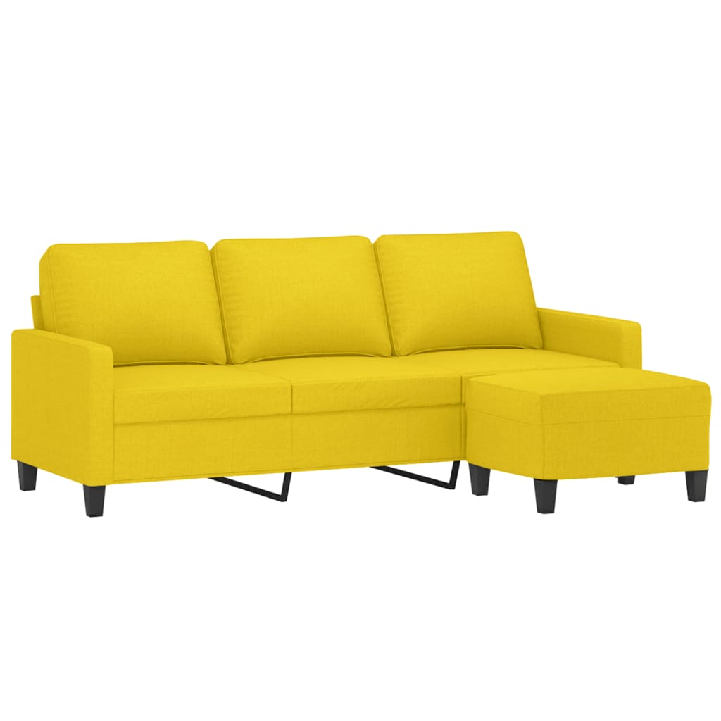 3-personers sofa med fodskammel 180 cm stof lysegul