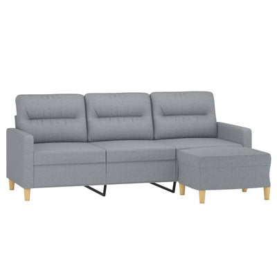 3-personers sofa med fodskammel 180 cm stof Lysegrå