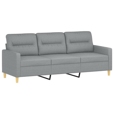 3-personers sofa med fodskammel 180 cm stof Lysegrå