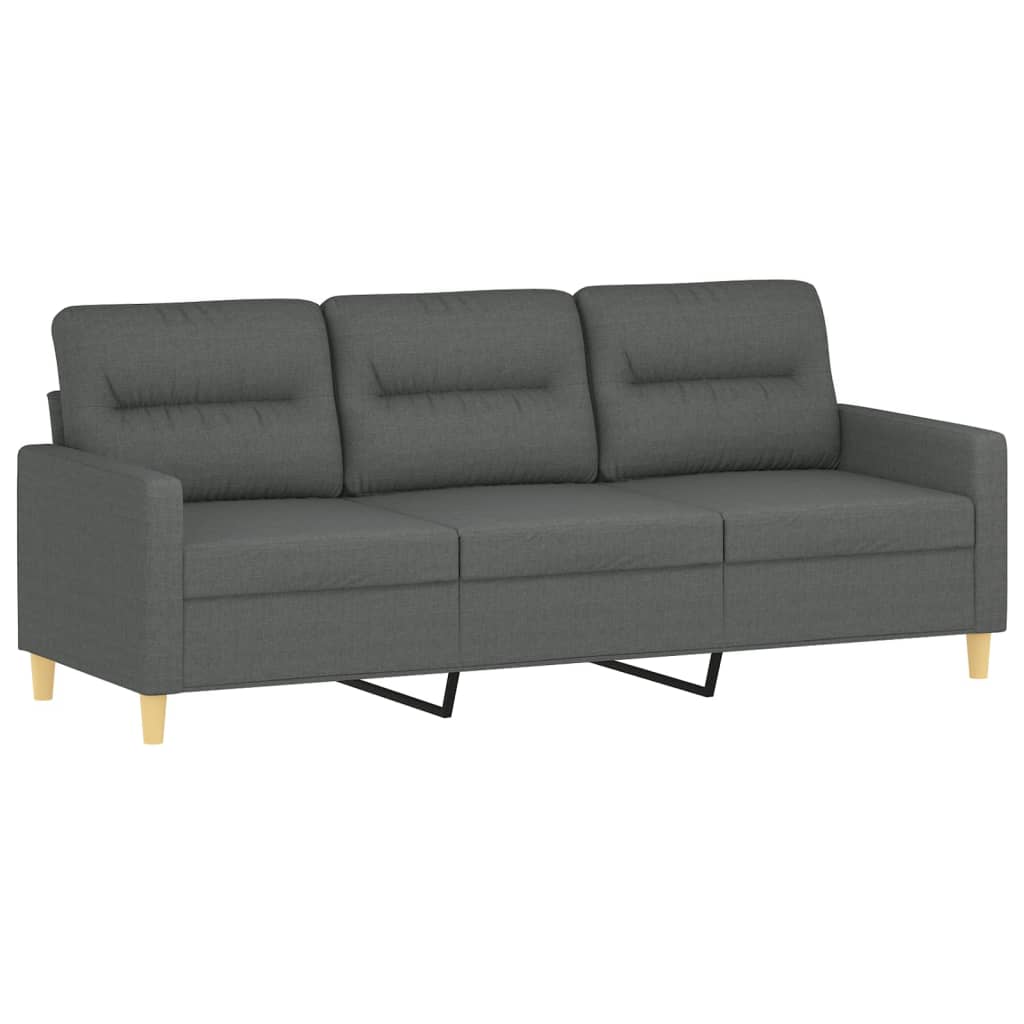 3-personers sofa med fodskammel 180 cm stof Mørkegrå