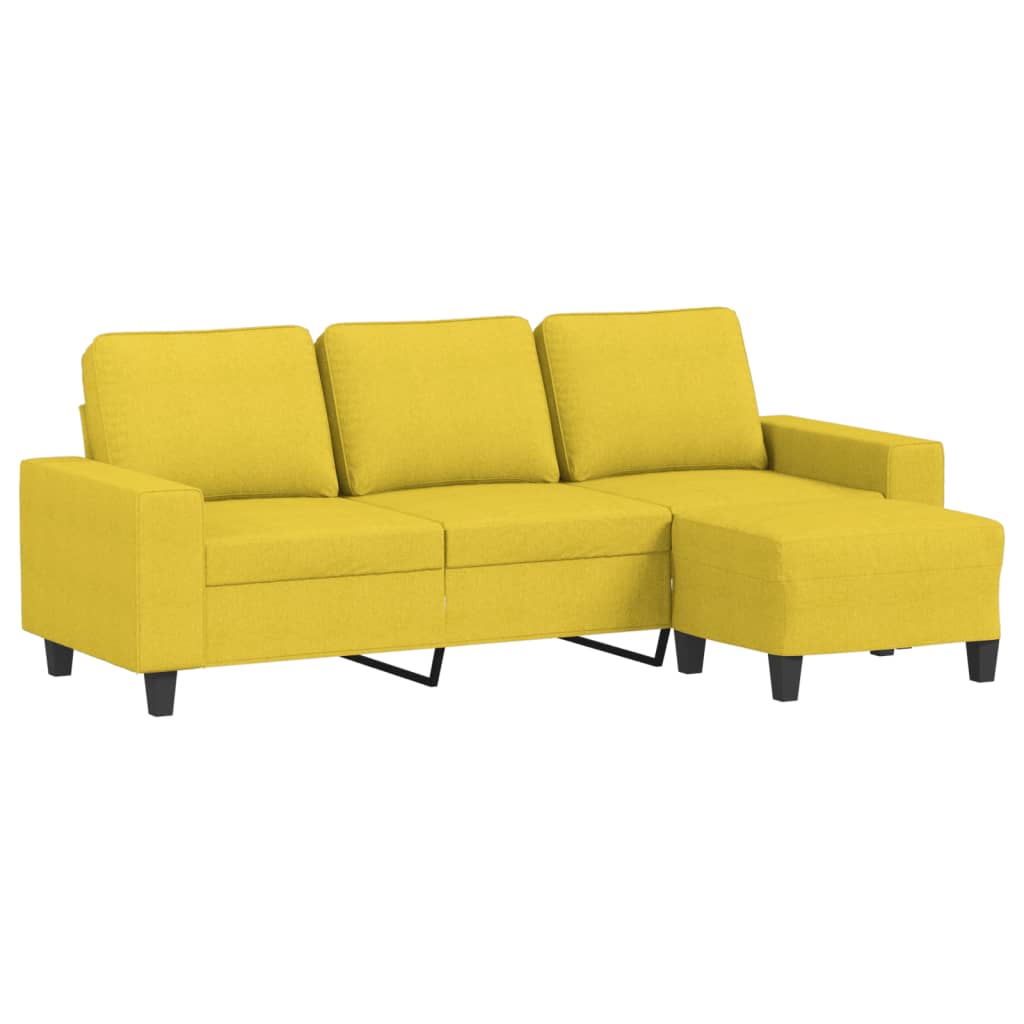 3-personers sofa med fodskammel 180 cm stof lysegul