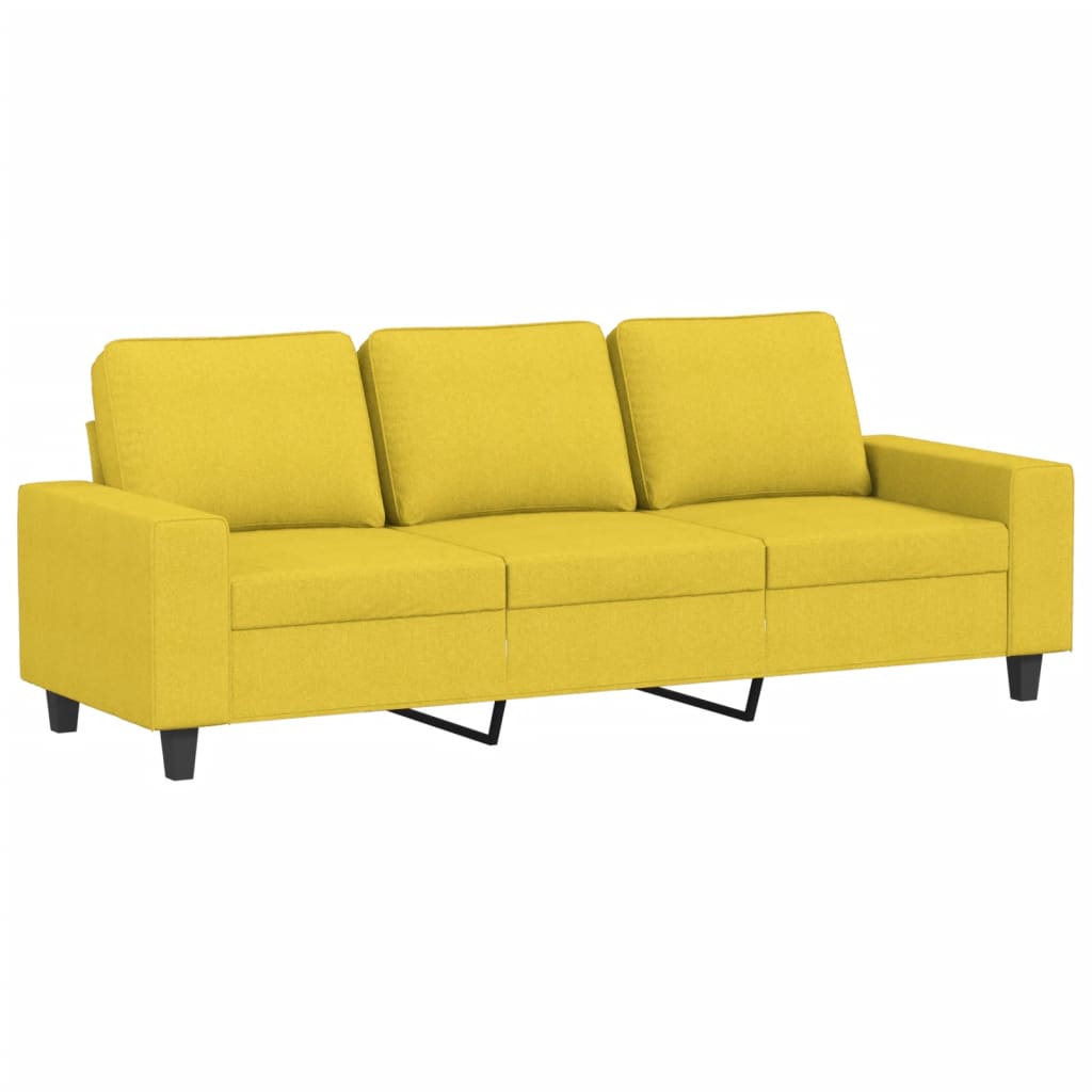 3-personers sofa med fodskammel 180 cm stof lysegul