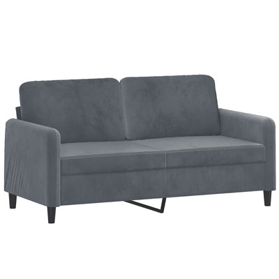 sofasæt 2 dele med puder velour mørkegrå