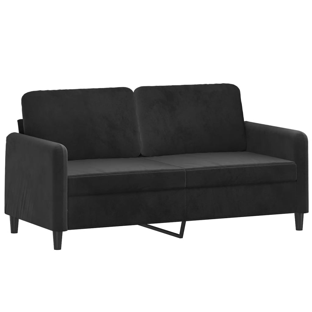 sofasæt 2 dele med puder velour sort