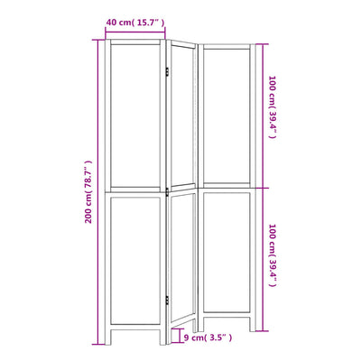 rumdeler 3 paneler massivt kejsertræ mørkebrun