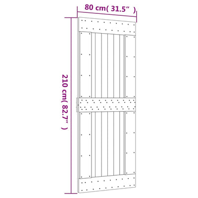 skydedør med monteringssæt 80x210 cm massivt fyrretræ