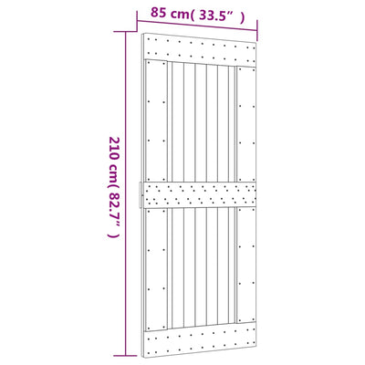 skydedør med monteringssæt 85x210 cm massivt fyrretræ