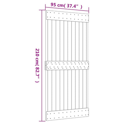 skydedør med monteringssæt 95x210 cm massivt fyrretræ