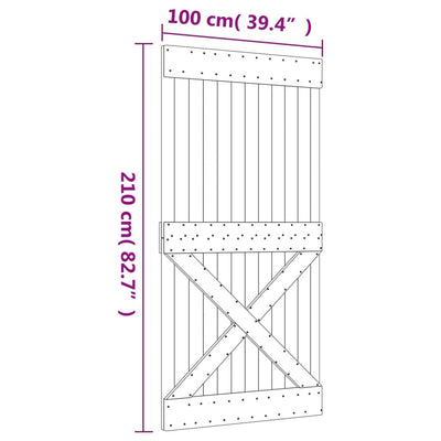 skydedør med monteringssæt 100x210 cm massivt fyrretræ