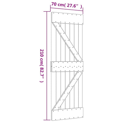 skydedør med monteringssæt 70x210 cm massivt fyrretræ