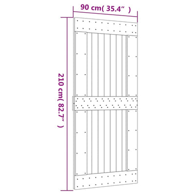 skydedør med monteringssæt 90x210 cm massivt fyrretræ