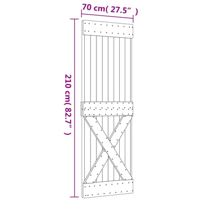 skydedør med monteringssæt 70x210 cm massivt fyrretræ