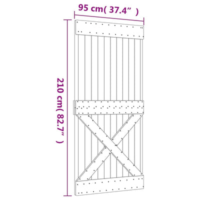 skydedør med monteringssæt 95x210 cm massivt fyrretræ