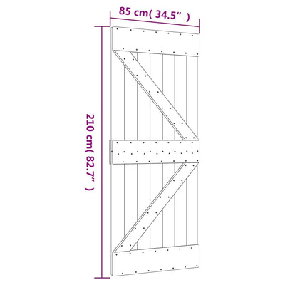 skydedør med monteringssæt 85x210 cm massivt fyrretræ