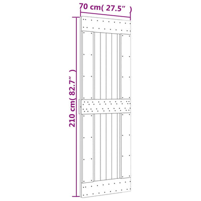 skydedør med monteringssæt 70x210 cm massivt fyrretræ