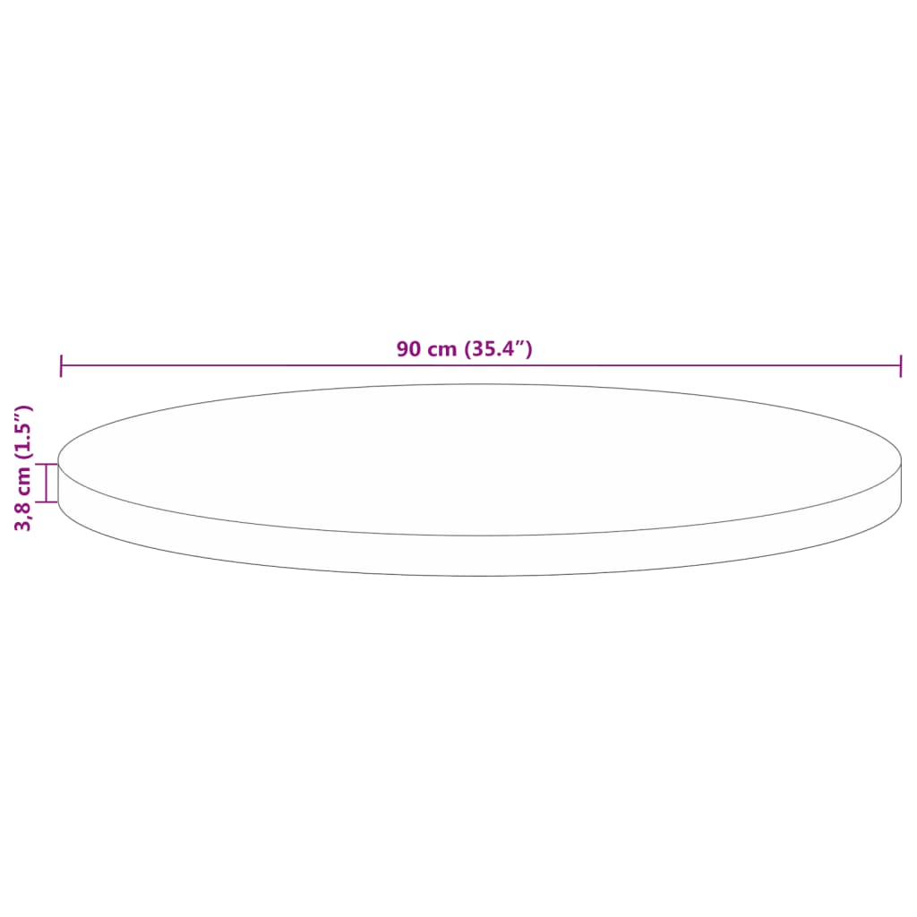 bordplade Ø90x3,8 cm rund massivt genbrugstræ