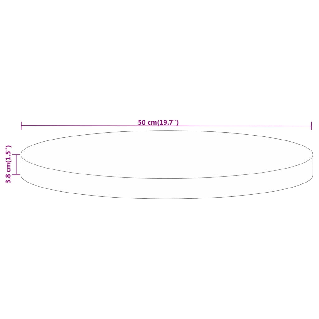 bordplade Ø50x3,8 cm rund massivt mangotræ