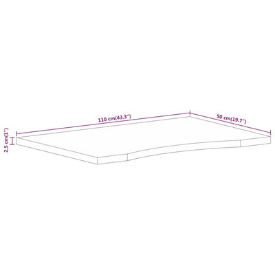 bordplade med kurvet form 110x50x2,5 cm ru massivt mangotræ