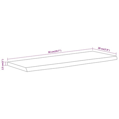 væghylde 50x20x2,5 cm rektangulær massivt akacietræ