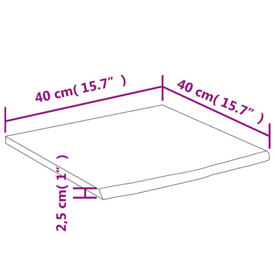 væghylde 40x40x2,5 cm rektangulær massivt akacietræ