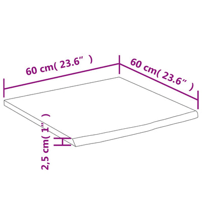 bordplade til badeværelse 60x60x2,5 cm firkantet akacietræ