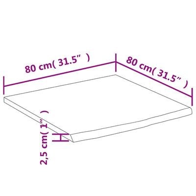 skrivebordsplade 80x80x2,5 cm firkantet massivt akacietræ