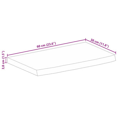 bordplade 60x30x3,8 cm naturlig kant massivt mangotræ