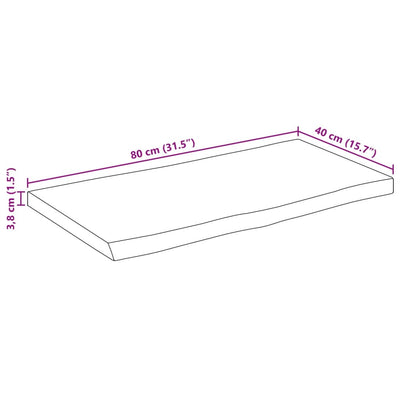 bordplade 80x40x3,8 cm naturlig kant massivt ru mangotræ