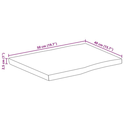 bordplade 50x40x2,5 cm naturlig kant massivt mangotræ