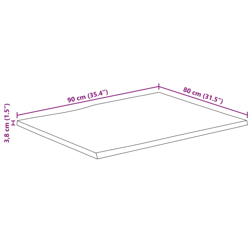 bordplade 90x80x3,8 cm naturlig kant massivt mangotræ