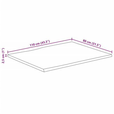 bordplade 110x80x2,5 cm naturlig kant massivt mangotræ