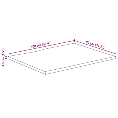 bordplade 100x80x3,8 cm naturlig kant massivt mangotræ