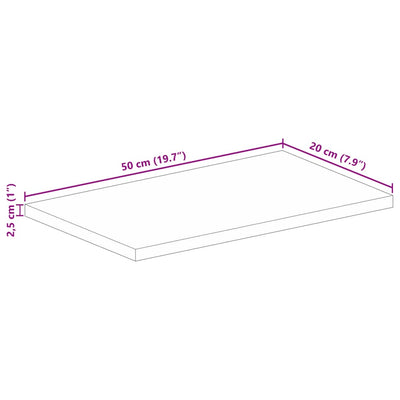 bordplade 50x20x2,5 cm rektangulær massivt akacietræ