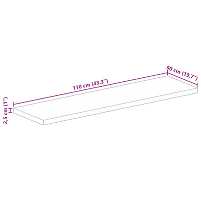 bordplade 110x50x2,5 cm rektangulær massivt akacietræ