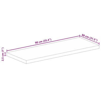 bordplade 90x80x2,5 cm rektangulær massivt akacietræ