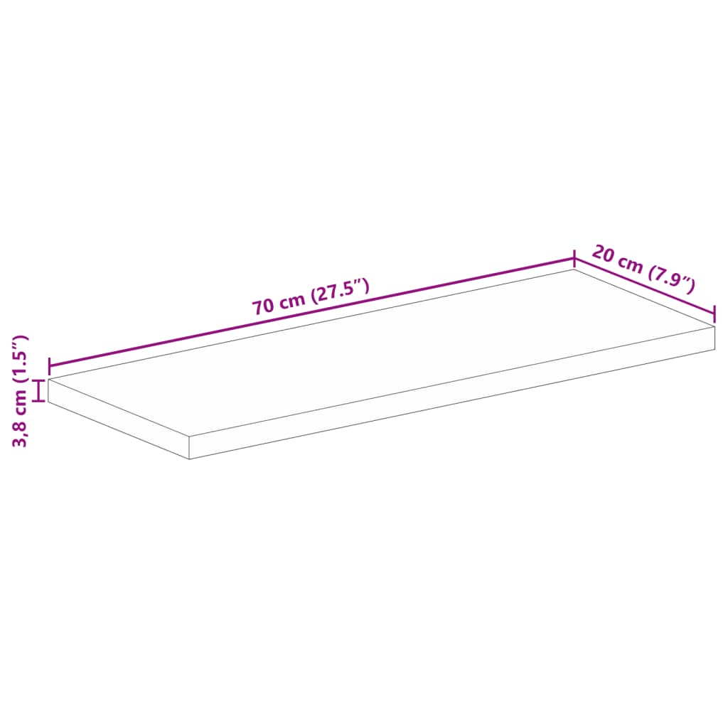 bordplade 70x60x3,8 cm rektangulær massivt akacietræ