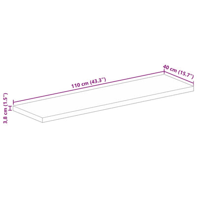 bordplade 110x40x3,8 cm rektangulær massivt akacietræ