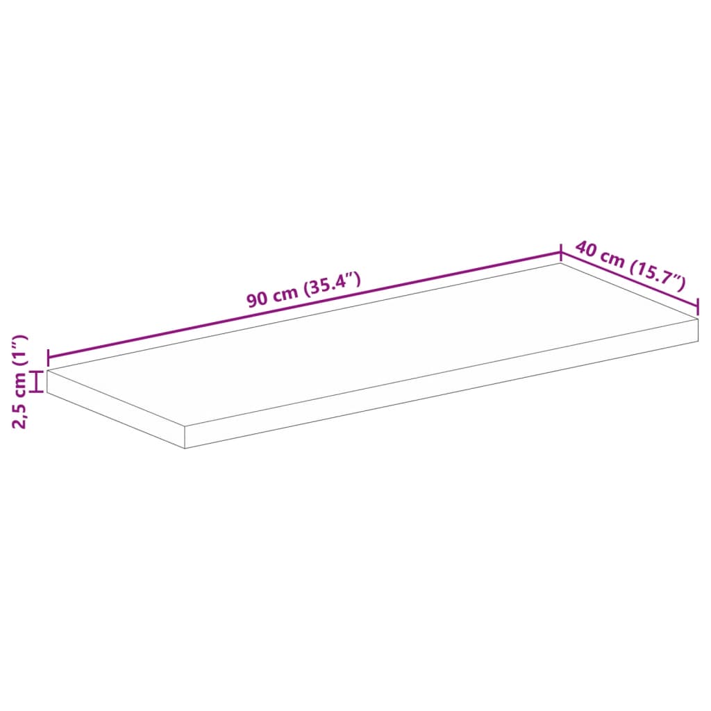 bordplade 90x40x2,5 cm rektangulær massivt genbrugstræ