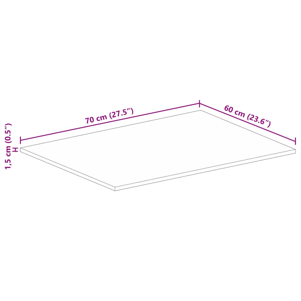 bordplade 70x60x1,5 cm rektangulær massivt genbrugstræ