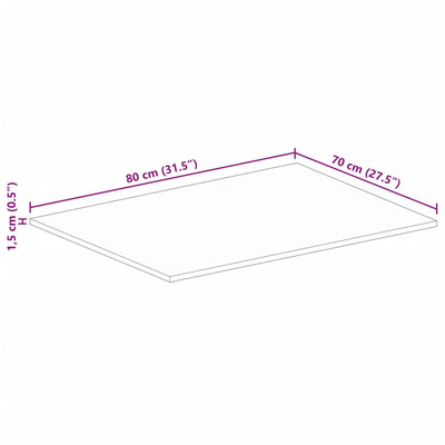 bordplade 80x70x1,5 cm rektangulær massivt genbrugstræ