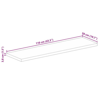 bordplade 110x50x3,8 cm rektangulær massivt genbrugstræ