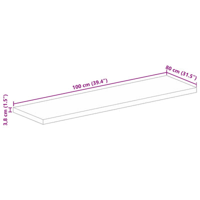 bordplade 100x80x3,8 cm rektangulær massivt genbrugstræ