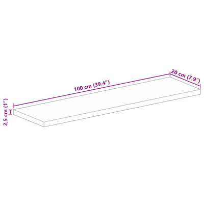 bordplade 100x20x2,5 cm rektangulær massivt genbrugstræ