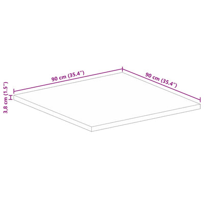 bordplade 90x90x3,8 cm firkantet massivt genbrugstræ