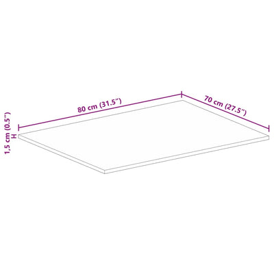 bordplade 80x70x1,5 cm rektangulær massivt ru mangotræ